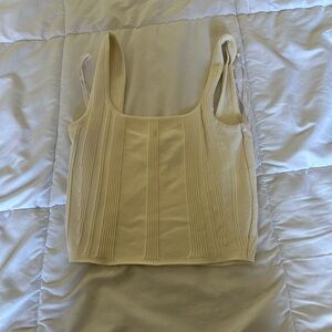 Guess Cream Ribbed Crop Top